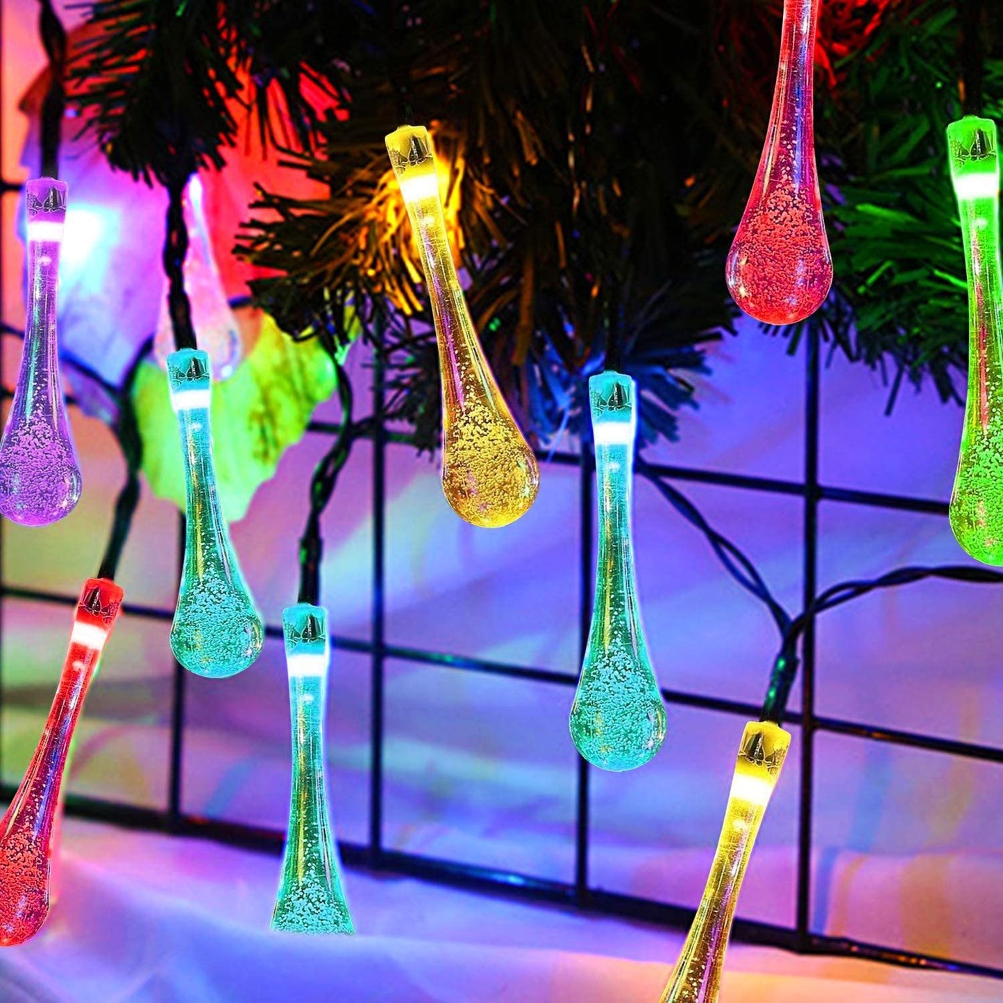 30 Leds Outdoor Solar Water Drop Light String Garden Landscape Lamp