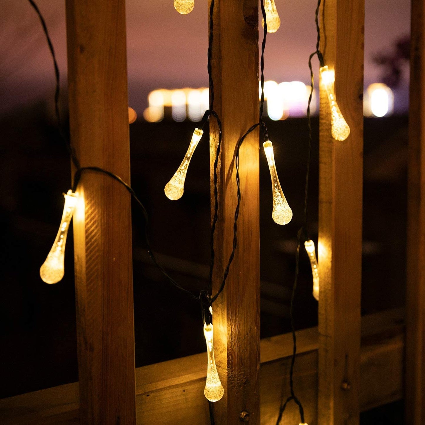 30 Leds Outdoor Solar Water Drop Light String Garden Landscape Lamp