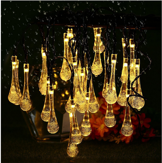 30 Leds Outdoor Solar Water Drop Light String Garden Landscape Lamp
