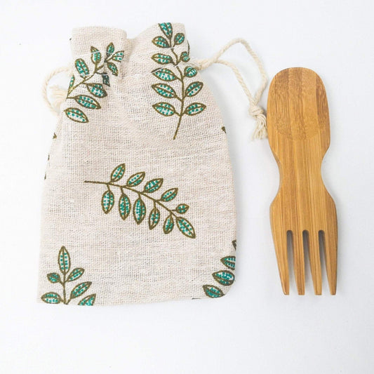 Natural Bamboo Spork-Zero Waste Free Of Plastic-Sustainable Cotton